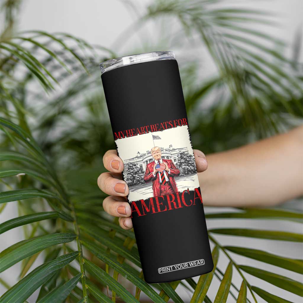 Funny Trump Skinny Tumbler My Heart Beats For America Valentine's Day TS09 Print Your Wear