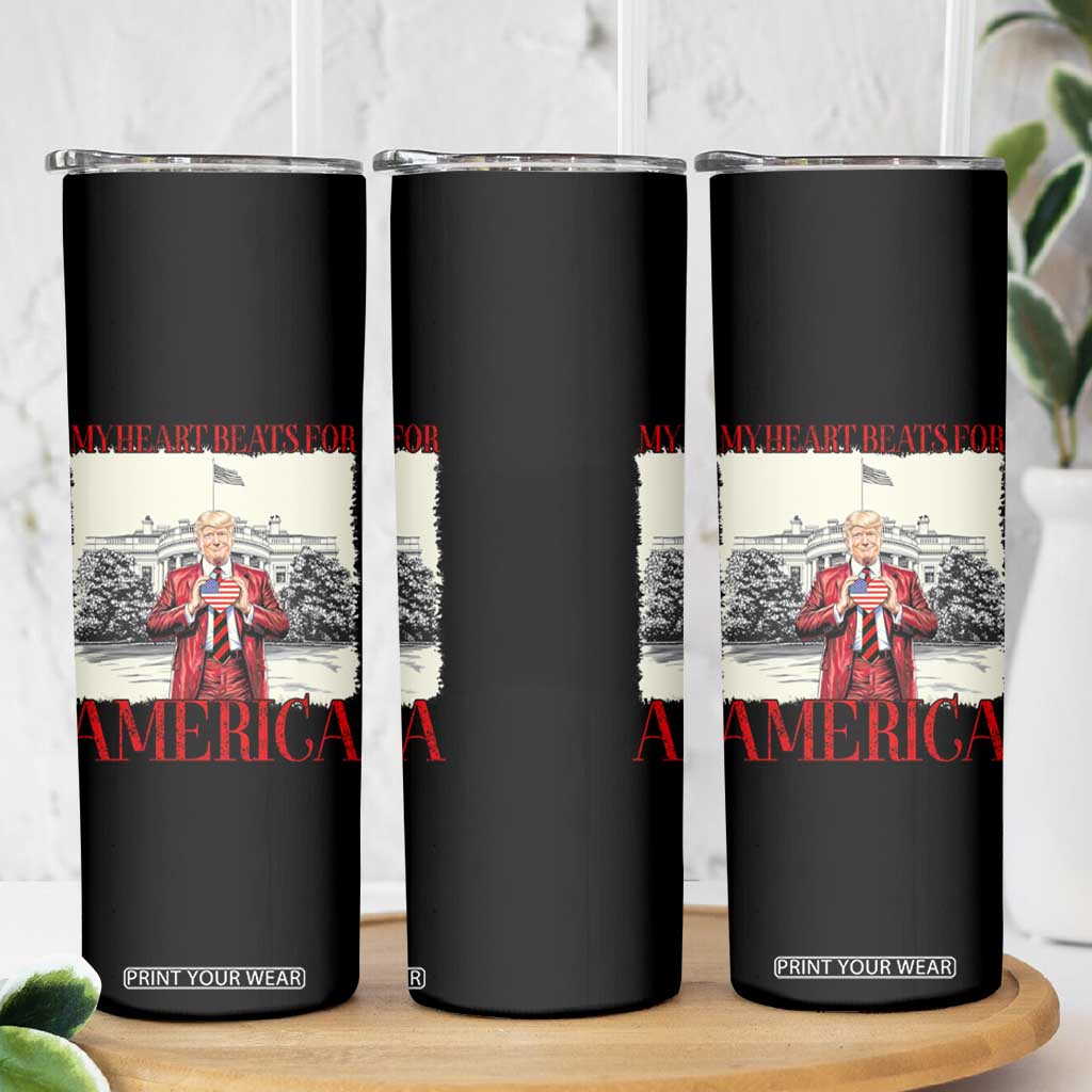 Funny Trump Skinny Tumbler My Heart Beats For America Valentine's Day TS09 Print Your Wear