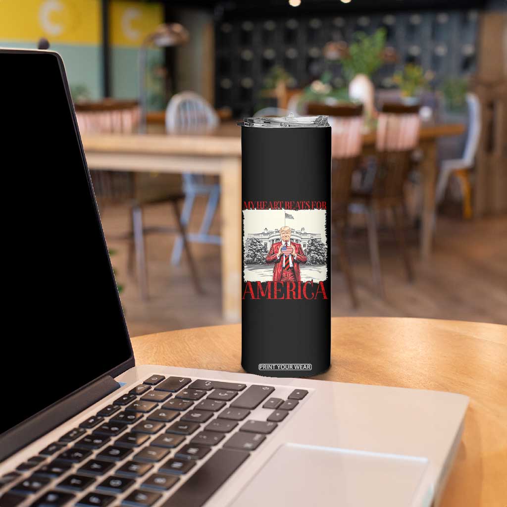 Funny Trump Skinny Tumbler My Heart Beats For America Valentine's Day TS09 Print Your Wear