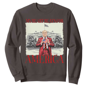 Funny Trump Sweatshirt My Heart Beats For America Valentine's Day TS09 Dark Chocolate Print Your Wear