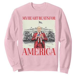 Funny Trump Sweatshirt My Heart Beats For America Valentine's Day TS09 Light Pink Print Your Wear