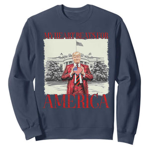 Funny Trump Sweatshirt My Heart Beats For America Valentine's Day TS09 Navy Print Your Wear