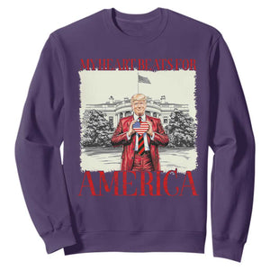 Funny Trump Sweatshirt My Heart Beats For America Valentine's Day TS09 Purple Print Your Wear