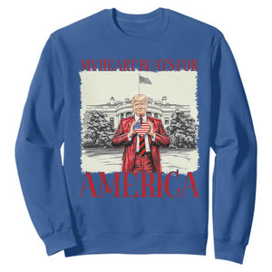 Funny Trump Sweatshirt My Heart Beats For America Valentine's Day TS09 Royal Blue Print Your Wear