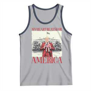 Funny Trump Tank Top My Heart Beats For America Valentine's Day TS09 Athletic Heather Navy Print Your Wear