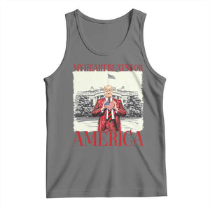 Funny Trump Tank Top My Heart Beats For America Valentine's Day TS09 Black Heather Print Your Wear