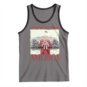 Funny Trump Tank Top My Heart Beats For America Valentine's Day TS09 Deep Heather Black Print Your Wear