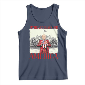 Funny Trump Tank Top My Heart Beats For America Valentine's Day TS09 Navy Print Your Wear