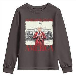 Funny Trump Youth Sweatshirt My Heart Beats For America Valentine's Day TS09 Dark Chocolate Print Your Wear