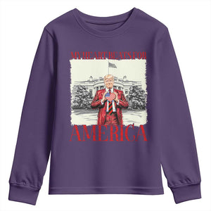 Funny Trump Youth Sweatshirt My Heart Beats For America Valentine's Day TS09 Purple Print Your Wear