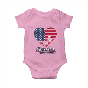 Patriotic Baby Onesie My Heart Beats For America Valentine's Day TS09 Light Pink Print Your Wear