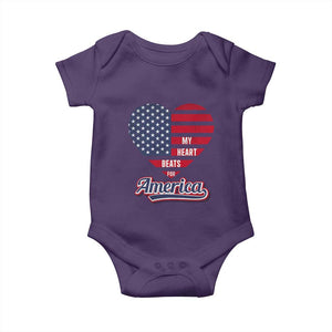 Patriotic Baby Onesie My Heart Beats For America Valentine's Day TS09 Purple Print Your Wear