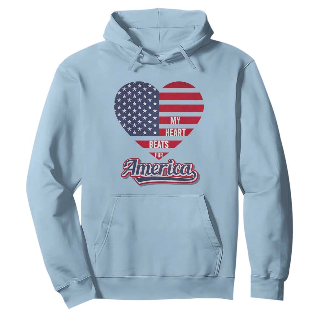Patriotic Hoodie My Heart Beats For America Valentine's Day TS09 Light Blue Print Your Wear