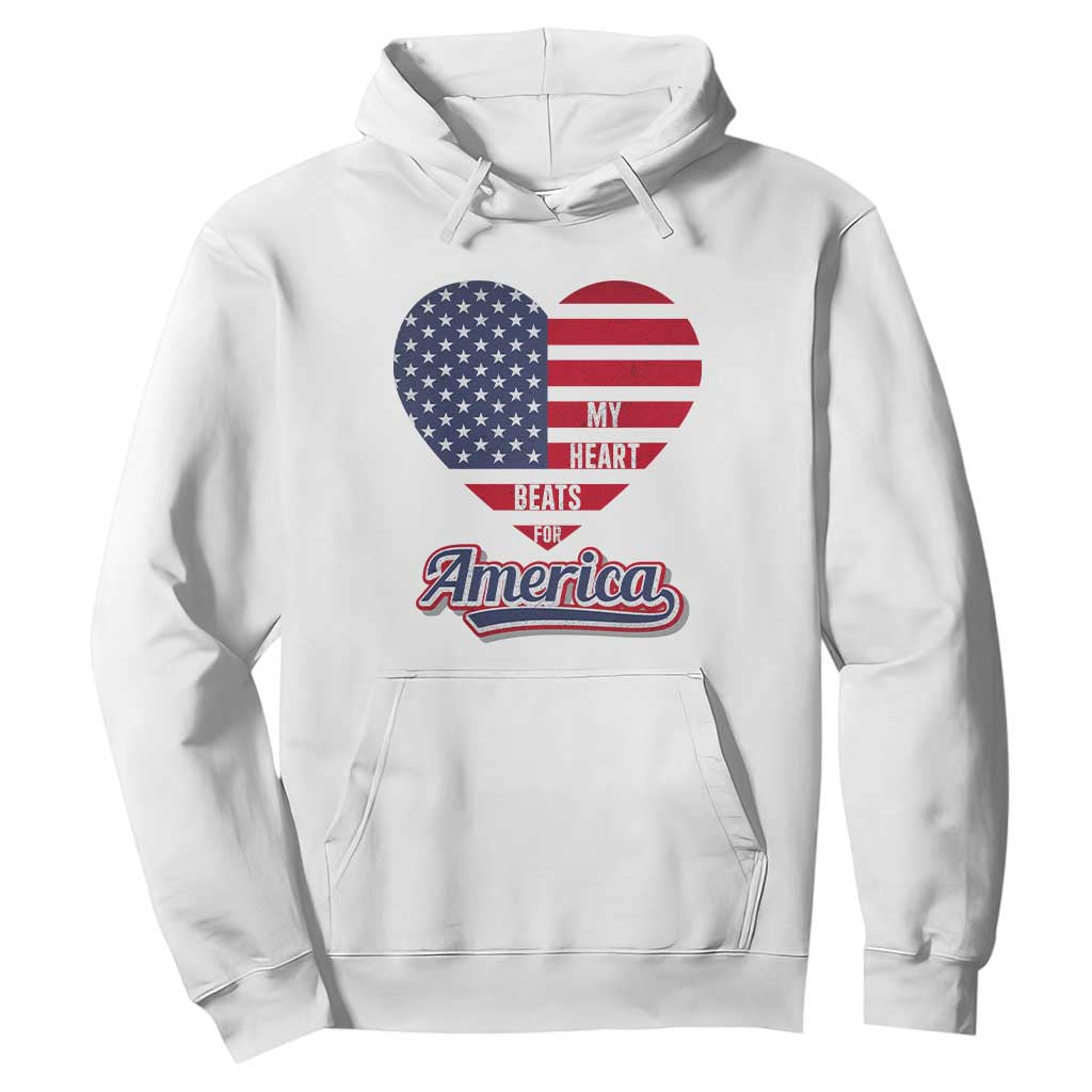 Patriotic Hoodie My Heart Beats For America Valentine's Day TS09 White Print Your Wear