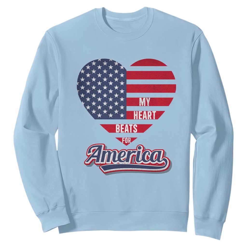 Patriotic Sweatshirt My Heart Beats For America Valentine's Day TS09 Light Blue Print Your Wear