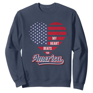 Patriotic Sweatshirt My Heart Beats For America Valentine's Day TS09 Navy Print Your Wear