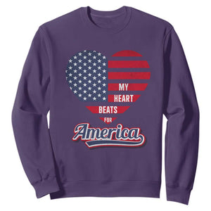 Patriotic Sweatshirt My Heart Beats For America Valentine's Day TS09 Purple Print Your Wear
