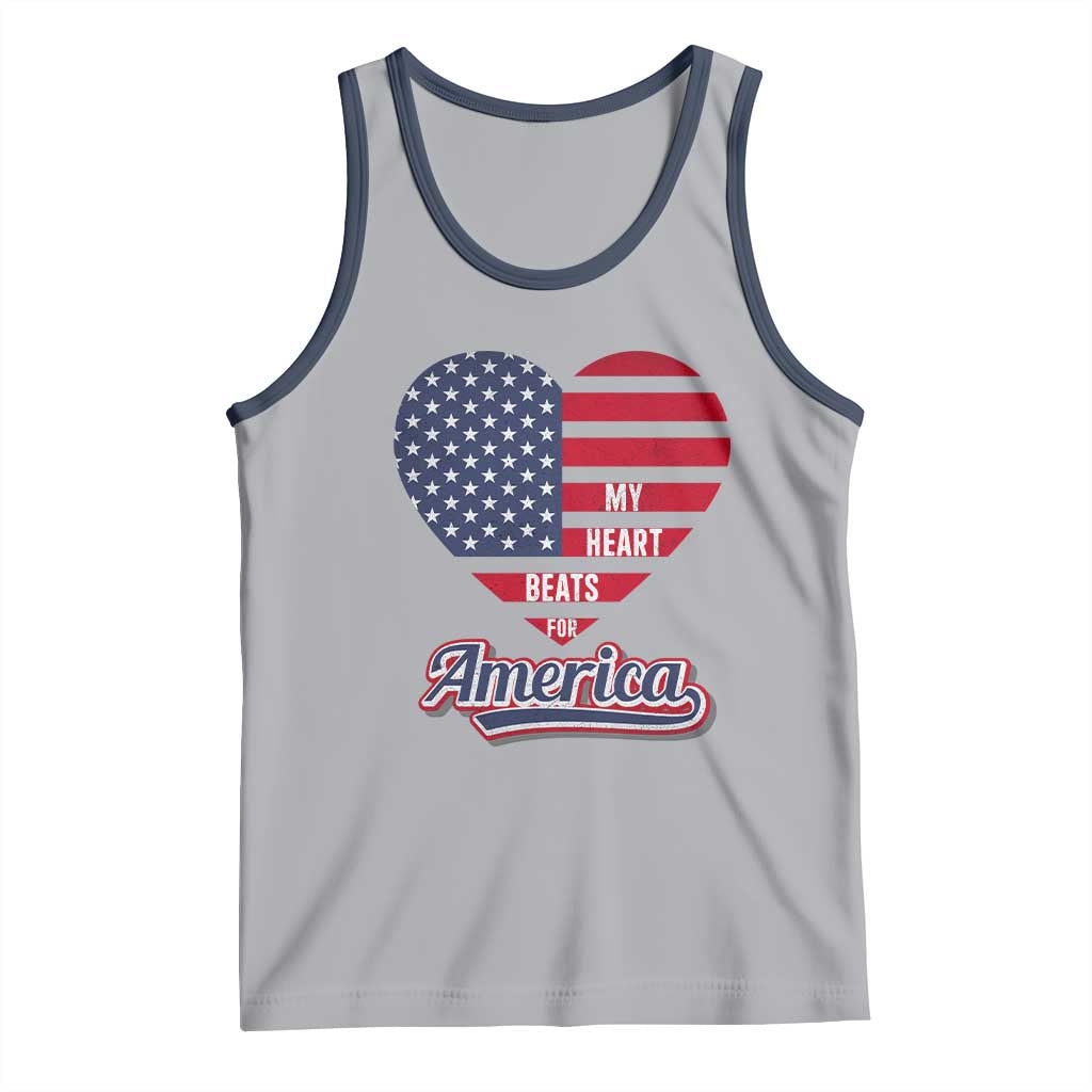 Patriotic Tank Top My Heart Beats For America Valentine's Day TS09 Athletic Heather Navy Print Your Wear
