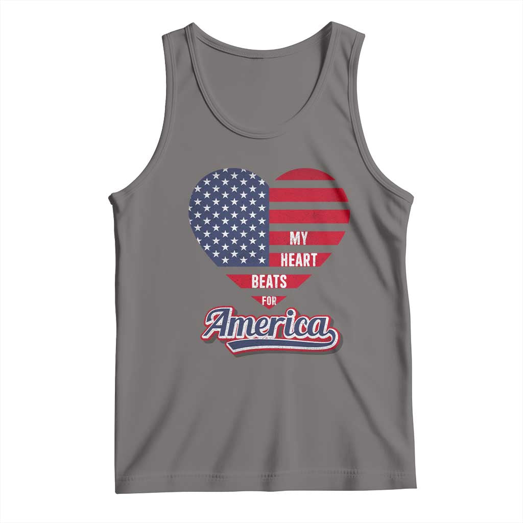 Patriotic Tank Top My Heart Beats For America Valentine's Day TS09 Deep Heather Print Your Wear