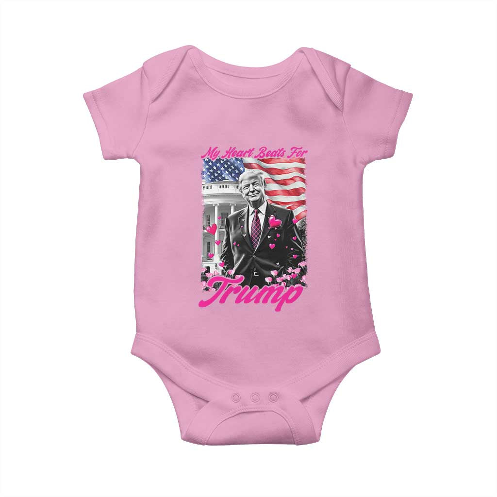 Funny Trump Lover Baby Onesie My Hear Beats For Trump Valentine's Day TS09 Light Pink Print Your Wear