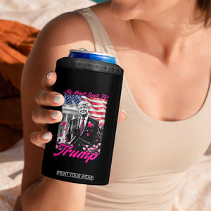 Funny Trump Lover 4 in 1 Can Cooler Tumbler My Hear Beats For Trump Valentine's Day TS09 Print Your Wear