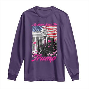 Funny Trump Lover Long Sleeve Shirt My Hear Beats For Trump Valentine's Day TS09 Purple Print Your Wear