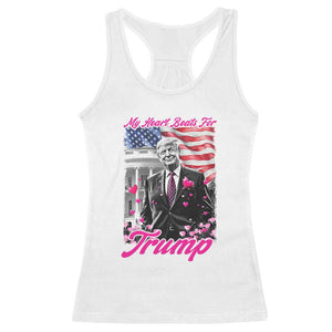 Funny Trump Lover Racerback Tank Top My Hear Beats For Trump Valentine's Day TS09 White Print Your Wear