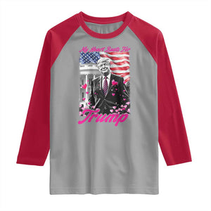 Funny Trump Lover Raglan Shirt My Hear Beats For Trump Valentine's Day TS09 Sport Gray Red Print Your Wear