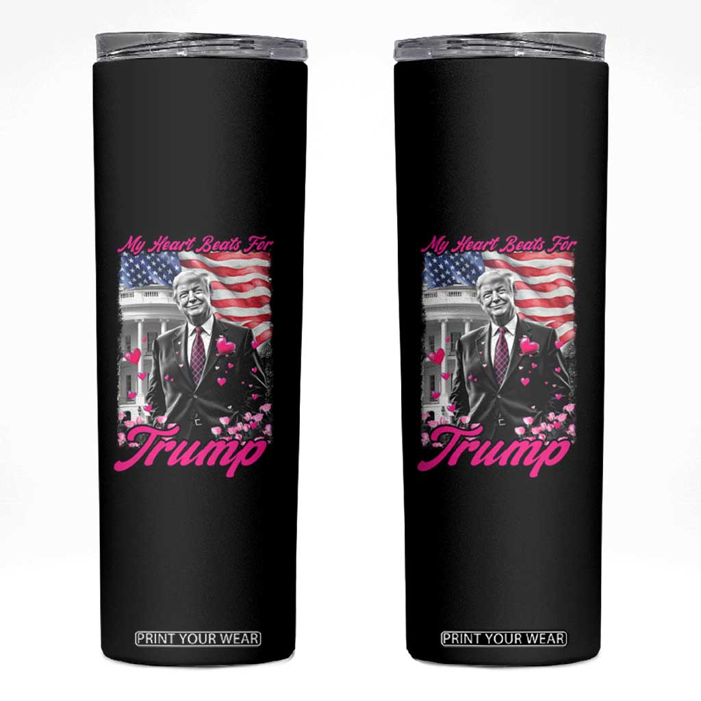 Funny Trump Lover Skinny Tumbler My Hear Beats For Trump Valentine's Day TS09 Black Print Your Wear