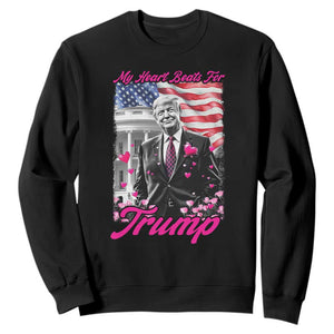 Funny Trump Lover Sweatshirt My Hear Beats For Trump Valentine's Day TS09 Black Print Your Wear