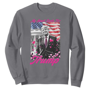 Funny Trump Lover Sweatshirt My Hear Beats For Trump Valentine's Day TS09 Charcoal Print Your Wear