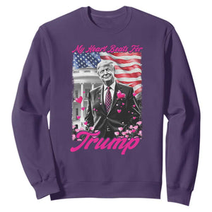 Funny Trump Lover Sweatshirt My Hear Beats For Trump Valentine's Day TS09 Purple Print Your Wear