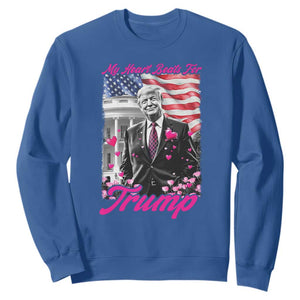 Funny Trump Lover Sweatshirt My Hear Beats For Trump Valentine's Day TS09 Royal Blue Print Your Wear