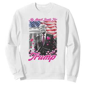Funny Trump Lover Sweatshirt My Hear Beats For Trump Valentine's Day TS09 White Print Your Wear