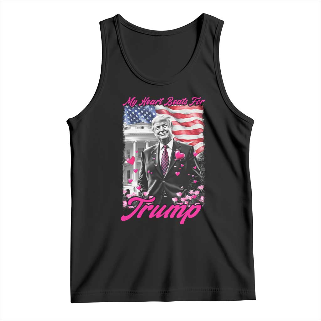 Funny Trump Lover Tank Top My Hear Beats For Trump Valentine's Day TS09 Black Print Your Wear