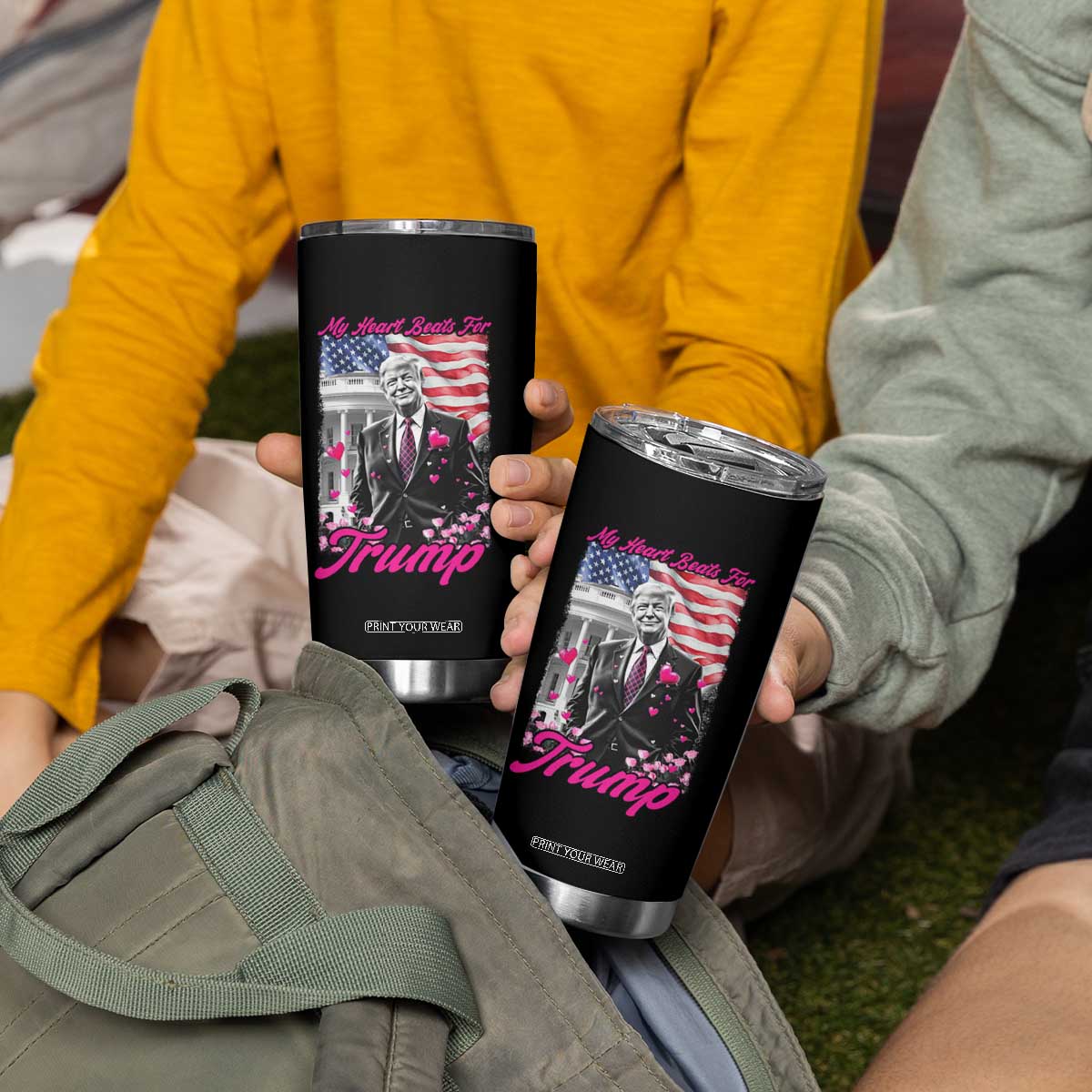 Funny Trump Lover Tumbler Cup My Hear Beats For Trump Valentine's Day TS09 Print Your Wear