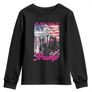 Funny Trump Lover Youth Sweatshirt My Hear Beats For Trump Valentine's Day TS09 Black Print Your Wear