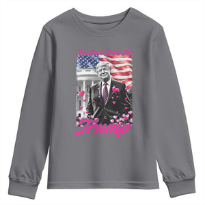 Funny Trump Lover Youth Sweatshirt My Hear Beats For Trump Valentine's Day TS09 Charcoal Print Your Wear