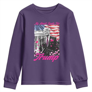 Funny Trump Lover Youth Sweatshirt My Hear Beats For Trump Valentine's Day TS09 Purple Print Your Wear