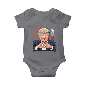 Funny Valentine's Day Trump Baby Onesie My Love For You Isn't Fake News TS09 Charcoal Print Your Wear