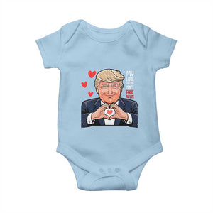 Funny Valentine's Day Trump Baby Onesie My Love For You Isn't Fake News TS09 Light Blue Print Your Wear