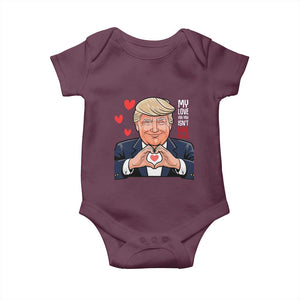Funny Valentine's Day Trump Baby Onesie My Love For You Isn't Fake News TS09 Maroon Print Your Wear