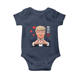 Funny Valentine's Day Trump Baby Onesie My Love For You Isn't Fake News TS09 Navy Print Your Wear