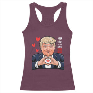 Funny Valentine's Day Trump Racerback Tank Top My Love For You Isn't Fake News TS09 Maroon Print Your Wear