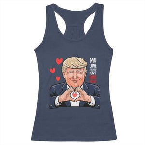Funny Valentine's Day Trump Racerback Tank Top My Love For You Isn't Fake News TS09 Navy Print Your Wear