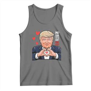 Funny Valentine's Day Trump Tank Top My Love For You Isn't Fake News TS09 Black Heather Print Your Wear