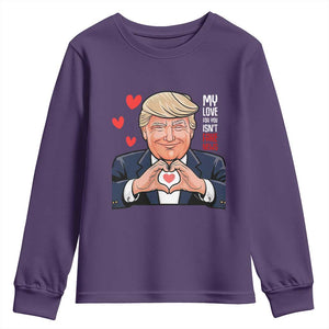 Funny Valentine's Day Trump Youth Sweatshirt My Love For You Isn't Fake News TS09 Purple Print Your Wear