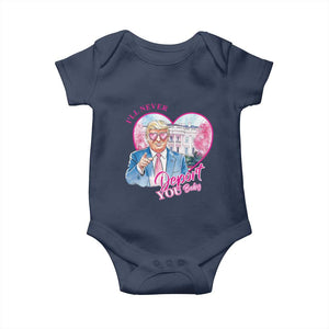 Funny Valentine's Day Trump Baby Onesie I'll Never Deport You TS09 Navy Print Your Wear