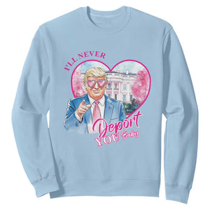 Funny Valentine's Day Trump Sweatshirt I'll Never Deport You TS09 Light Blue Print Your Wear