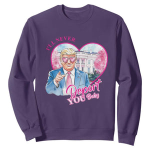 Funny Valentine's Day Trump Sweatshirt I'll Never Deport You TS09 Purple Print Your Wear